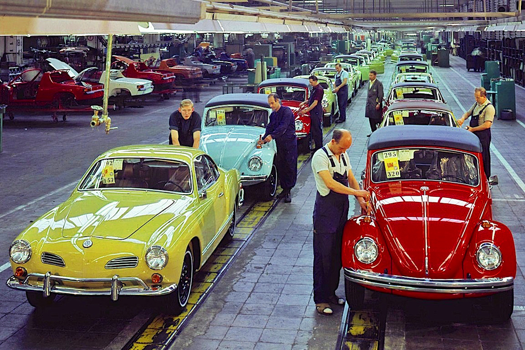 1960s Volkswagen Karmann and Beetle Assembly Line